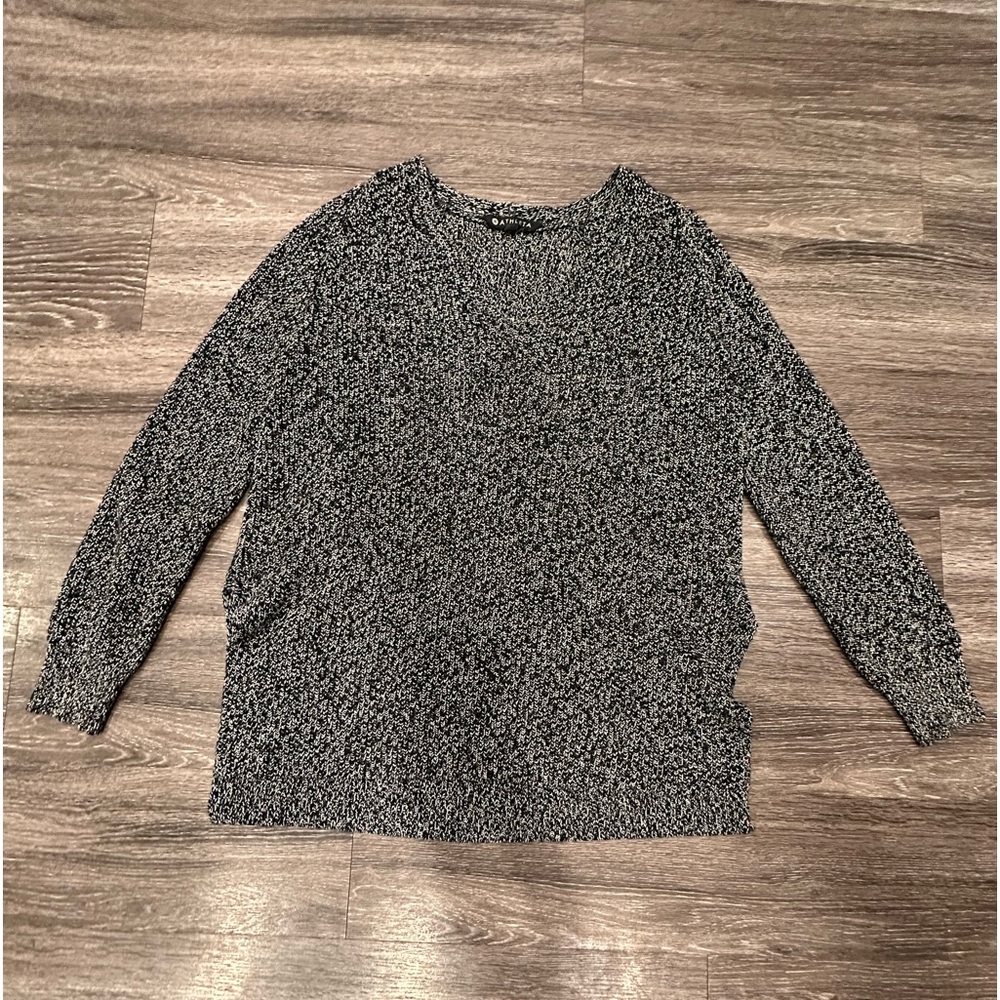 Athleta Shasta V-Neck Oversize Sweater Size XSmall Black Marl Merino Wool